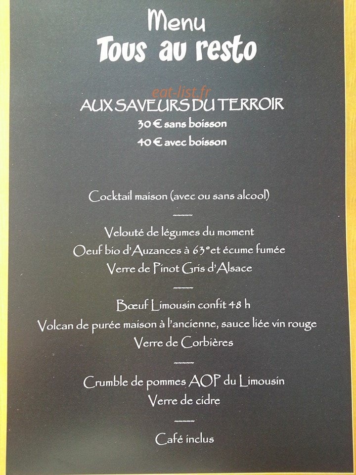 Aux Saveurs du Terroir — carte page 1