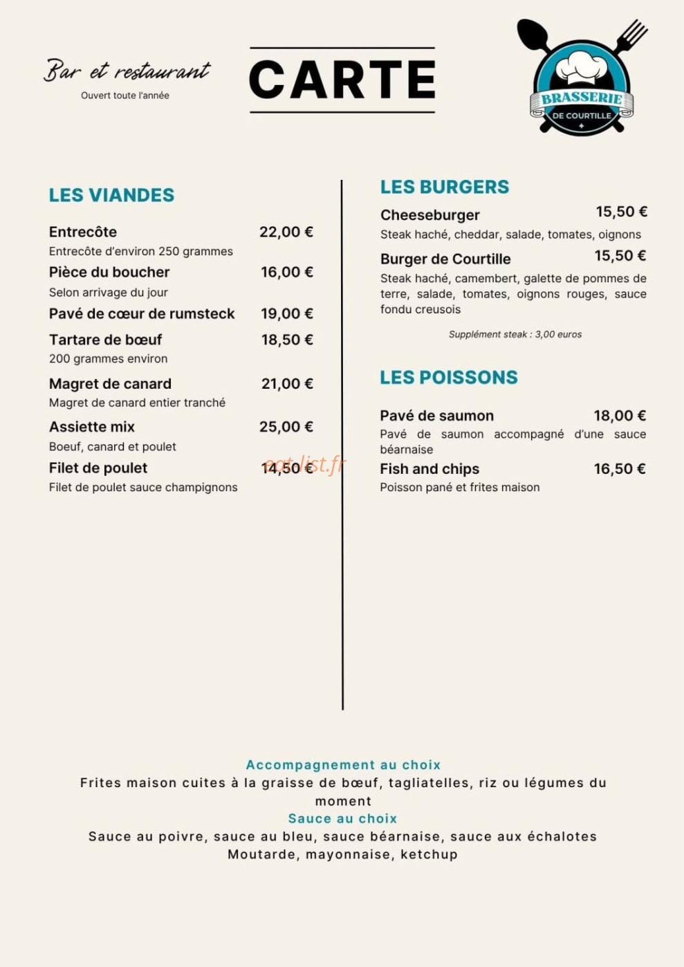 Brasserie de Courtille — carte page 2