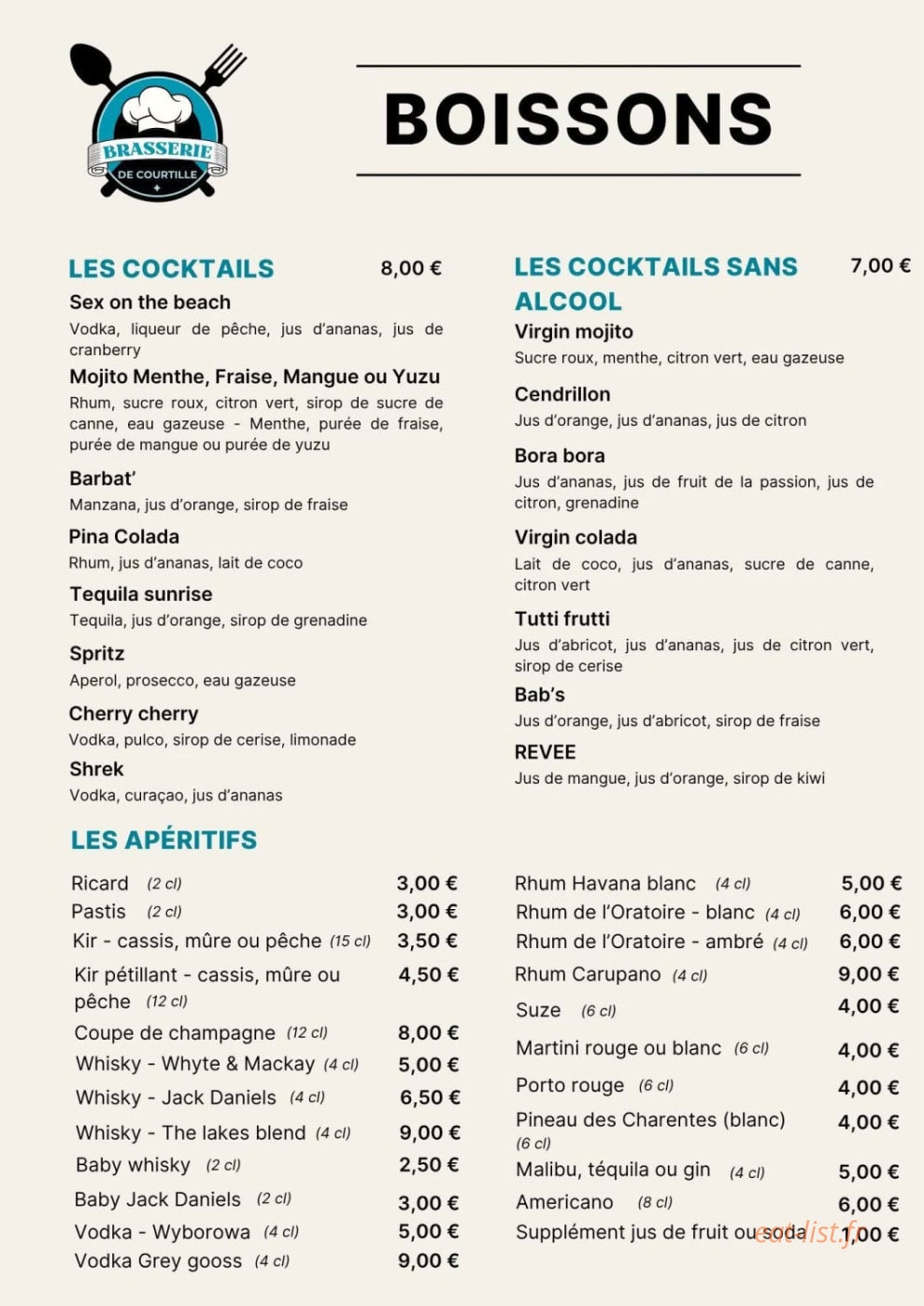 Brasserie de Courtille — carte page 7