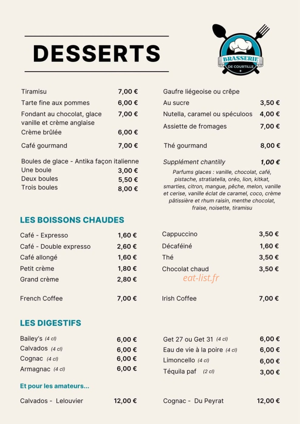Brasserie de Courtille — carte page 3