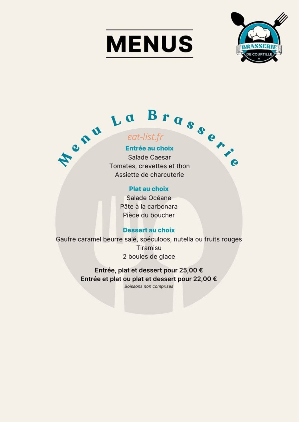 Brasserie de Courtille — carte page 4
