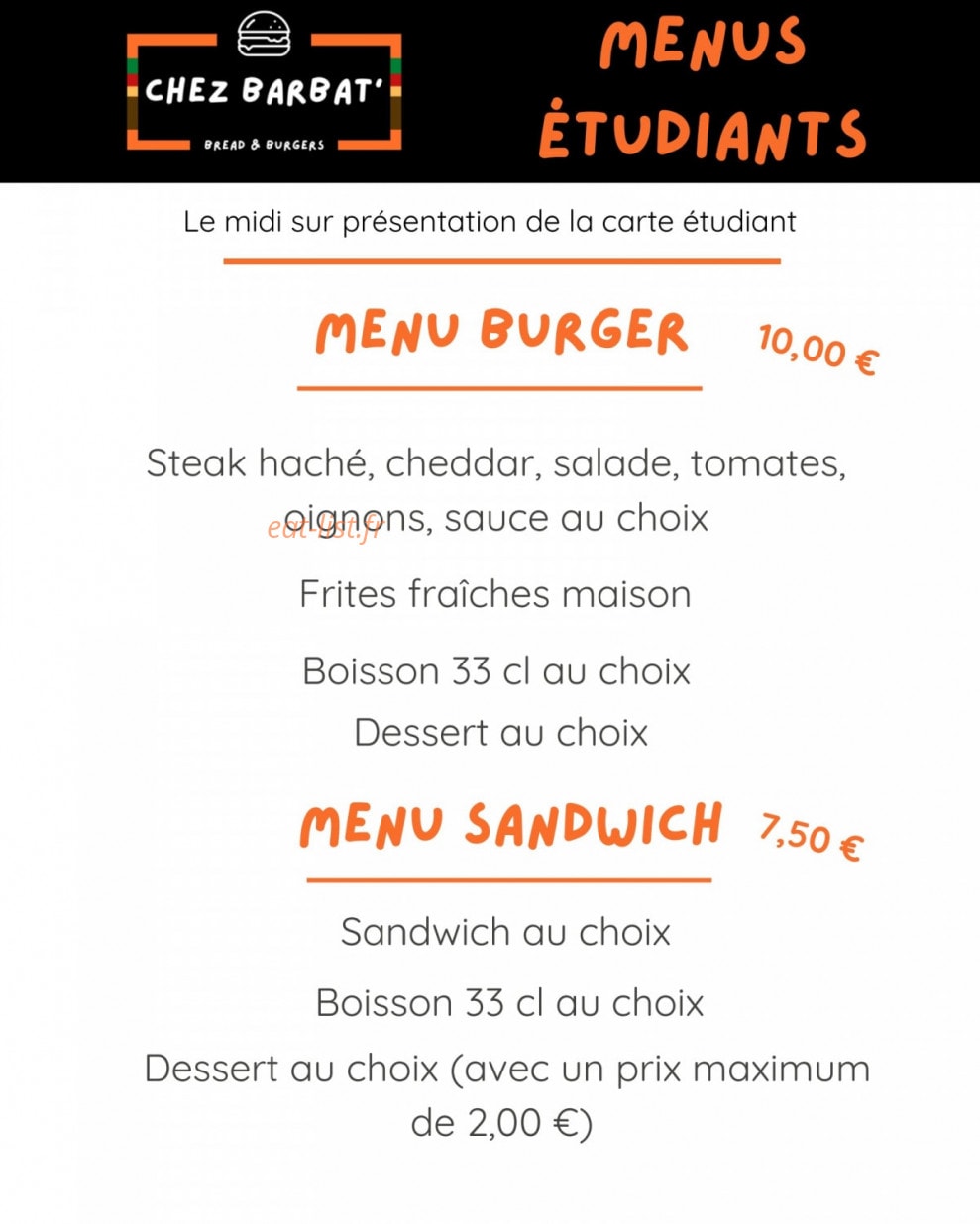 Chez Barbat — carte page 1