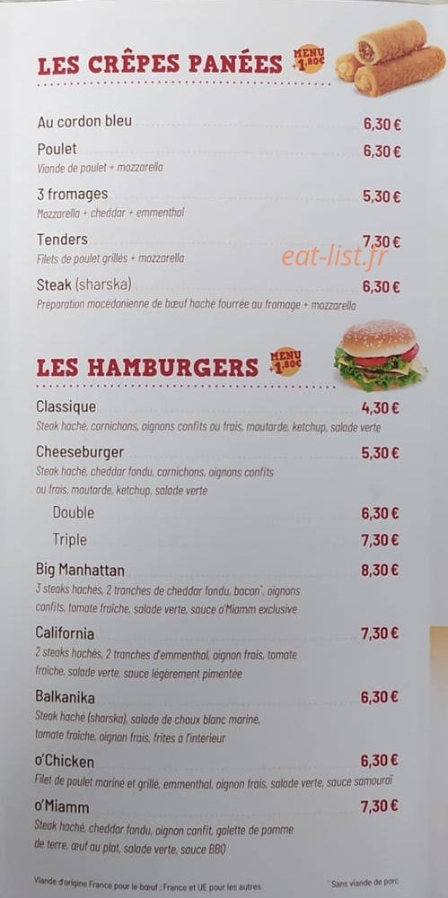 O'miamm — carte page 3