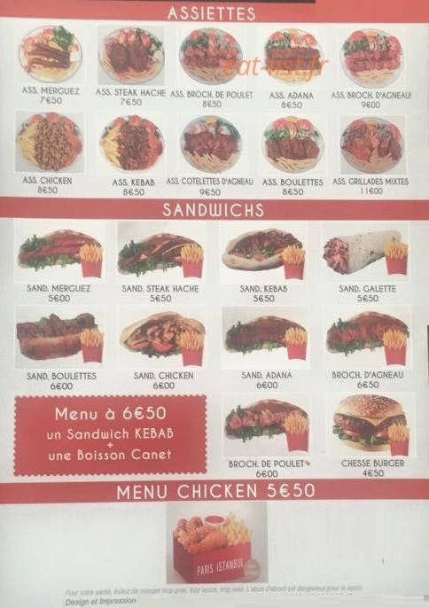 Restaurant ParIstanbul — carte page 1
