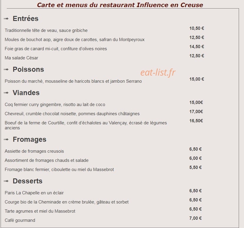 Influence — carte page 1