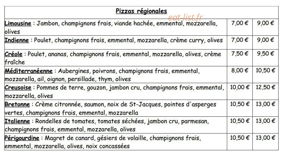 La Panifica — carte page 2