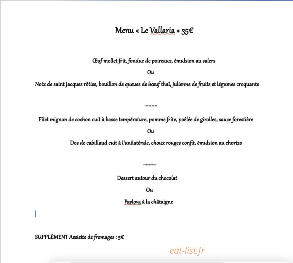 Le Vallaria — carte page 1
