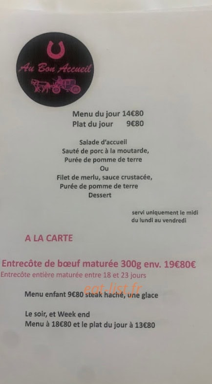 Au Bon Accueil — carte page 1