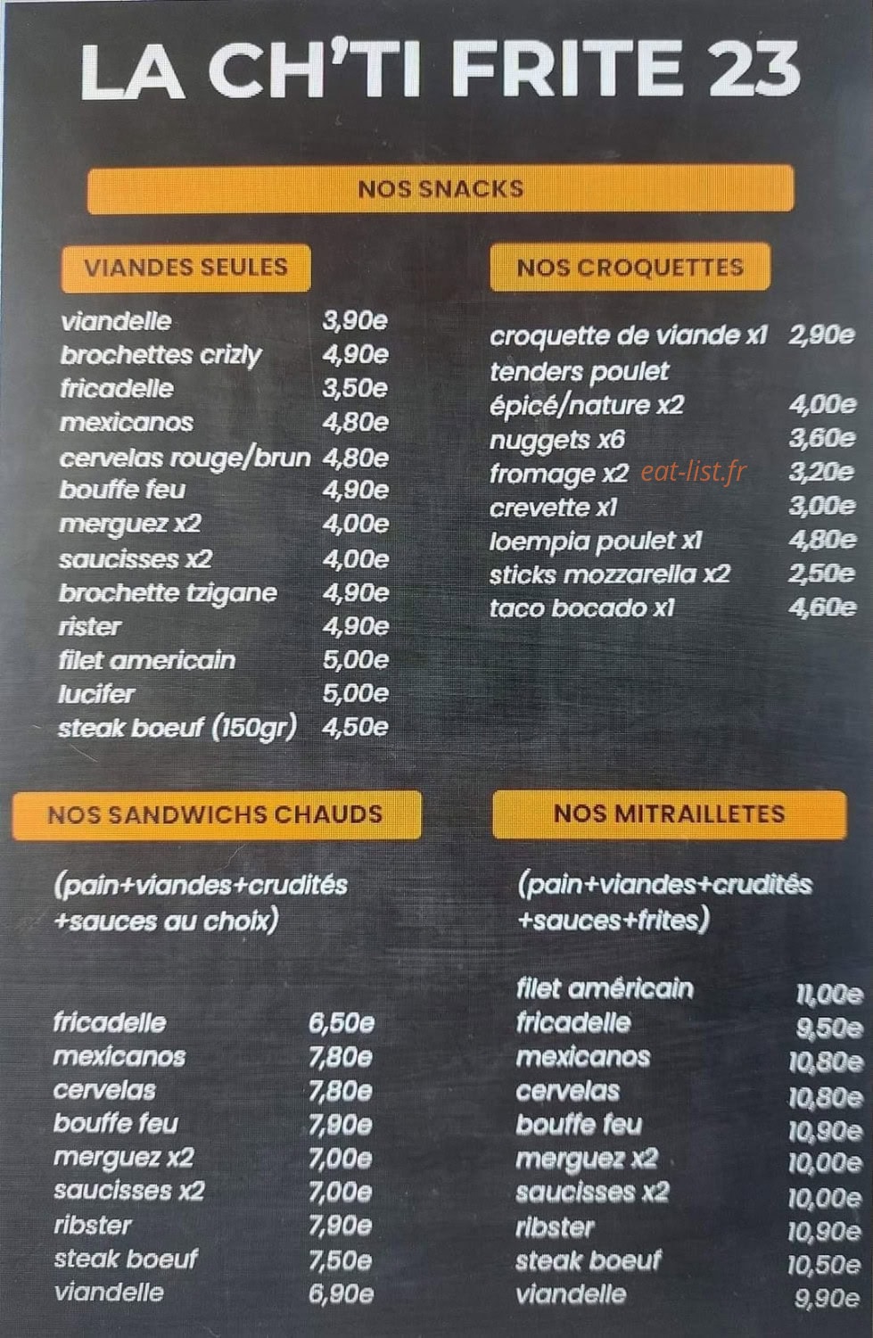 La ch'ti frite 23 — carte page 1