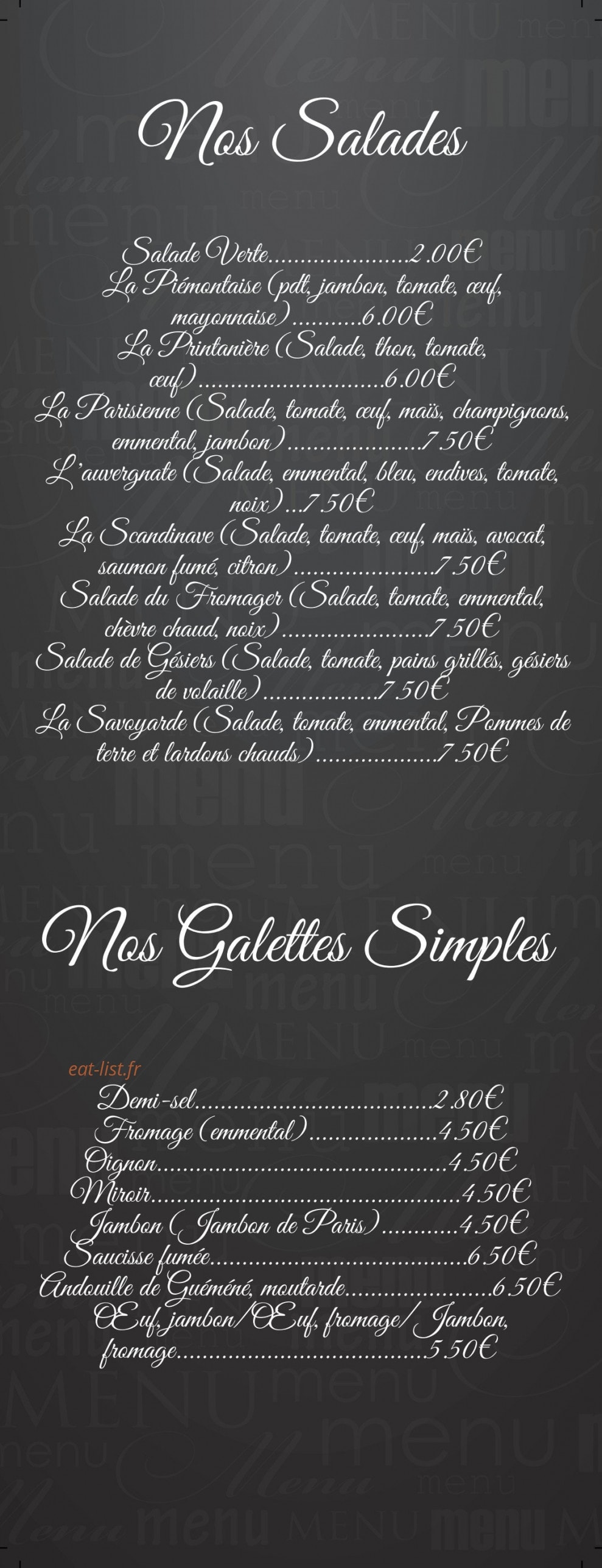 La Crêperie — carte page 2