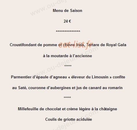 Restaurant Le Viaduc — carte page 1