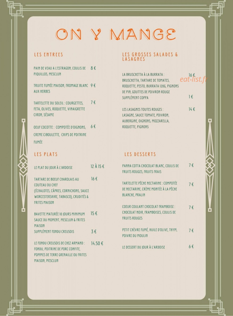 Chez Armand — carte page 2