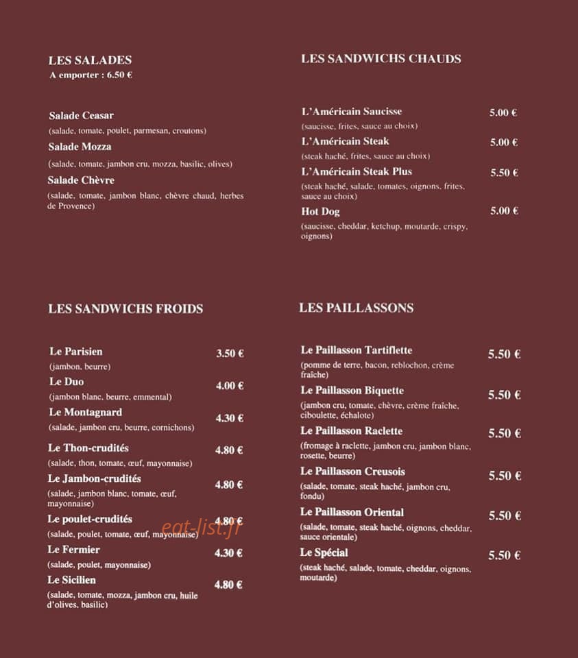 Crok Burger — carte page 4