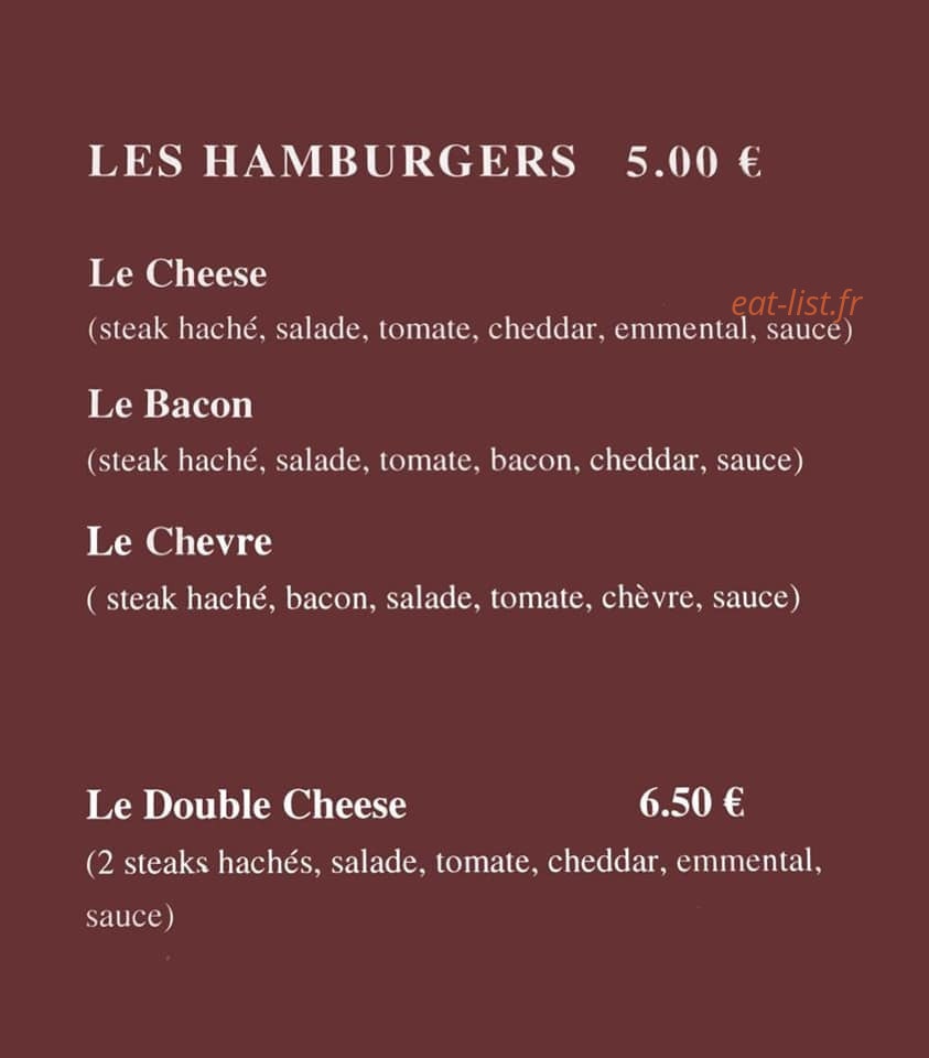 Crok Burger — carte page 2