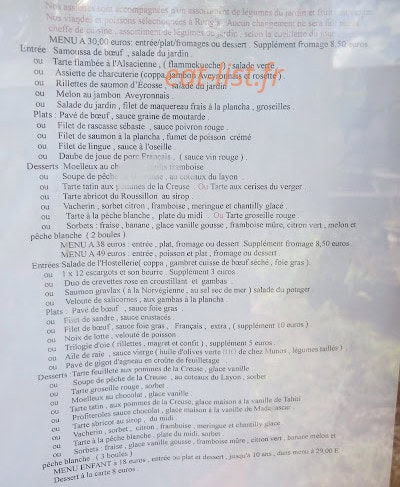 Hostellerie Du Bourg d'Hem — carte page 1