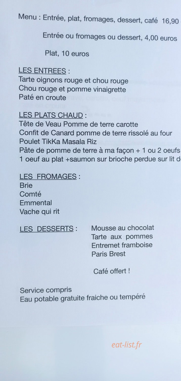 A La Bonne Tablée — carte page 1