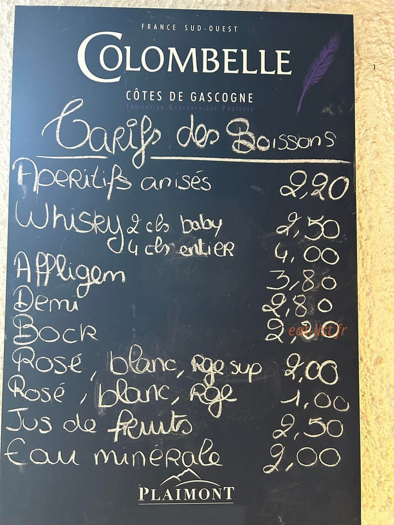 Auberge des Voyageurs — carte page 1