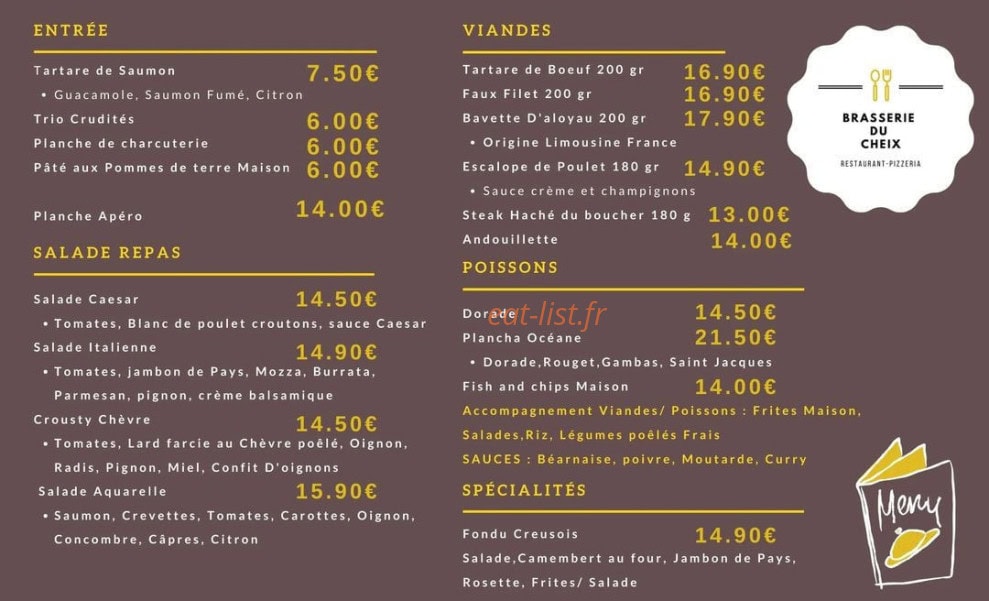 Brasserie du Cheix — carte page 2
