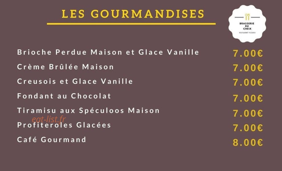 Brasserie du Cheix — carte page 4