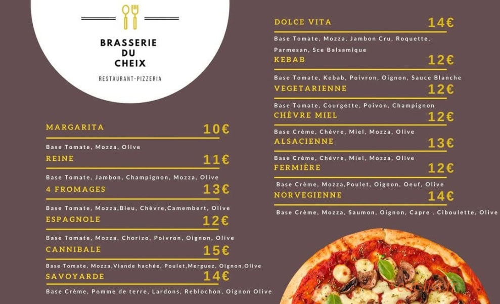 Brasserie du Cheix — carte page 1