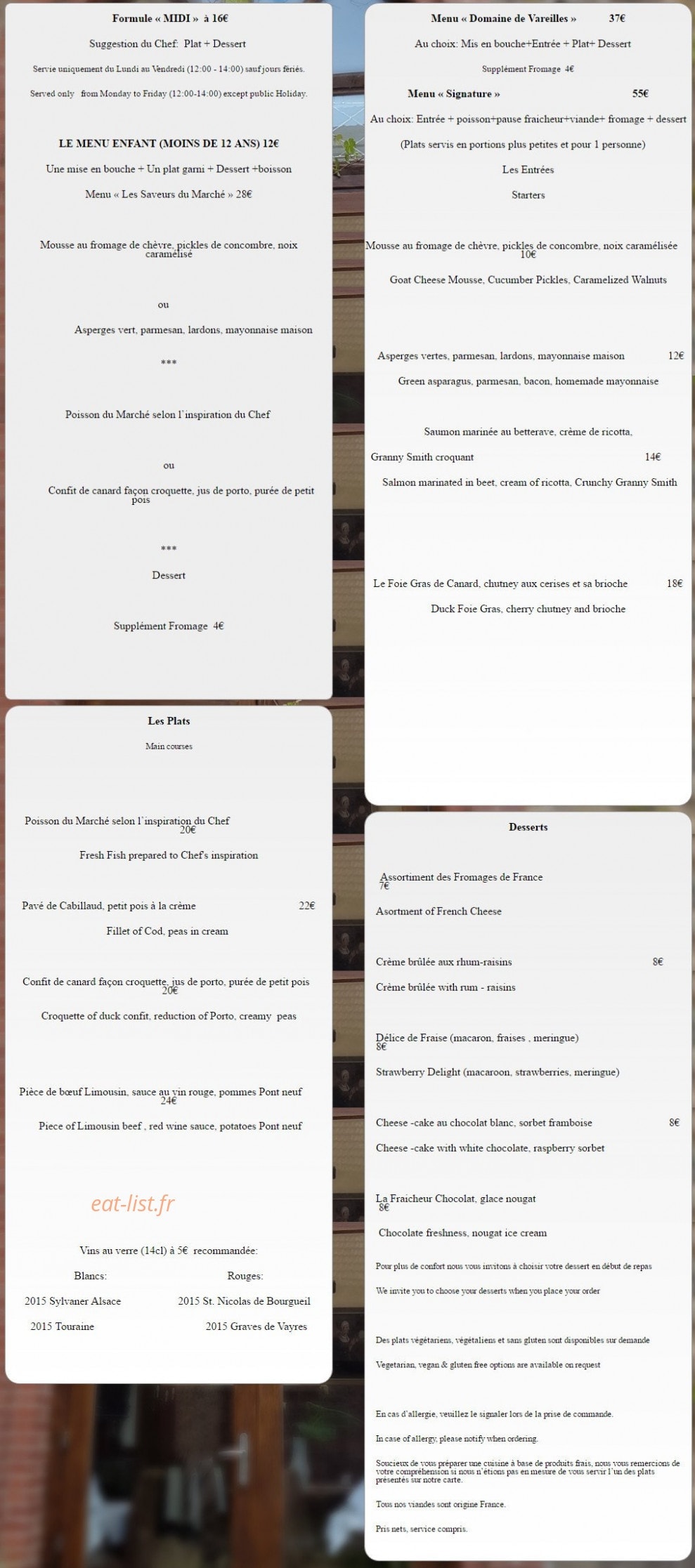 Domaine de Vareilles — carte page 1