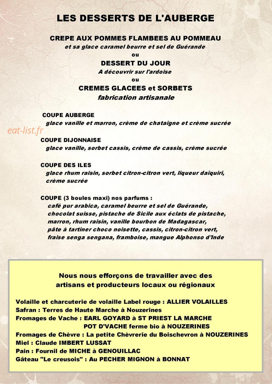 Auberge de la Tour — carte page 2
