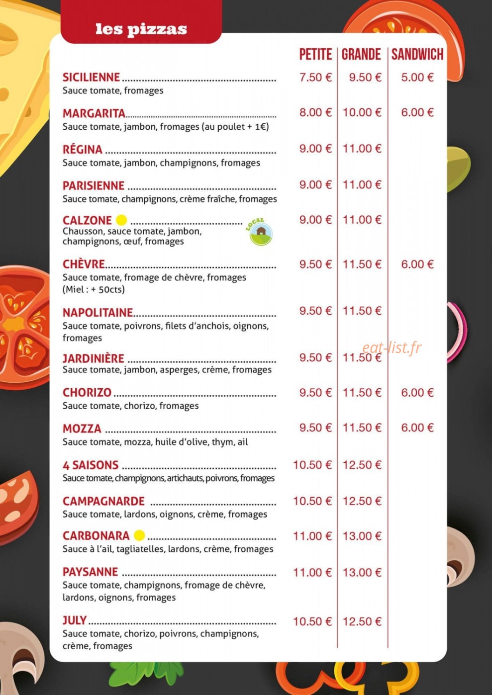 Pizza Fuse — carte page 2