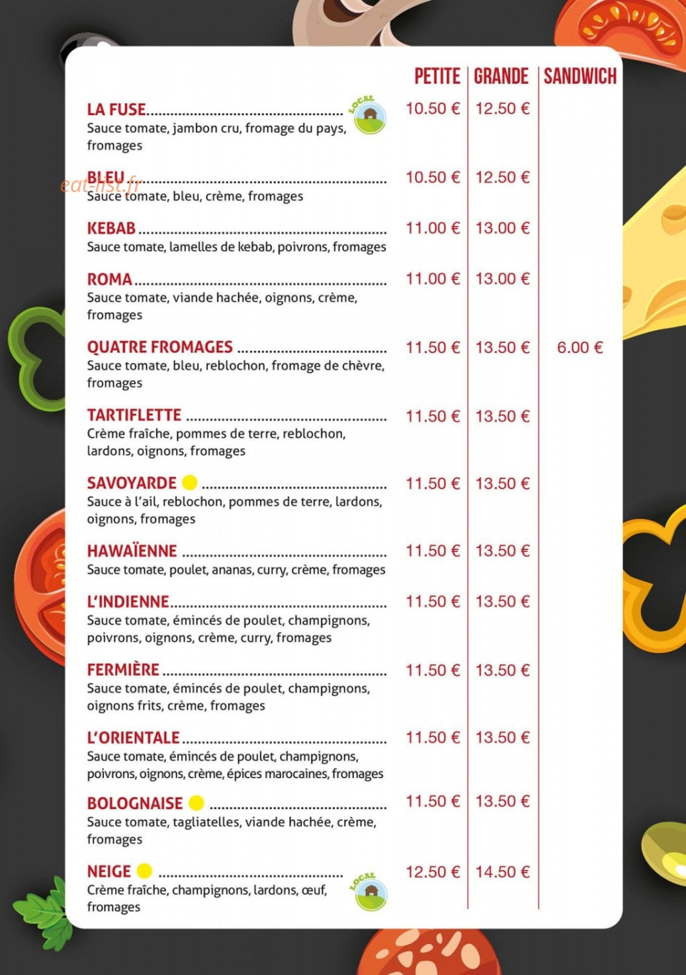 Pizza Fuse — carte page 3