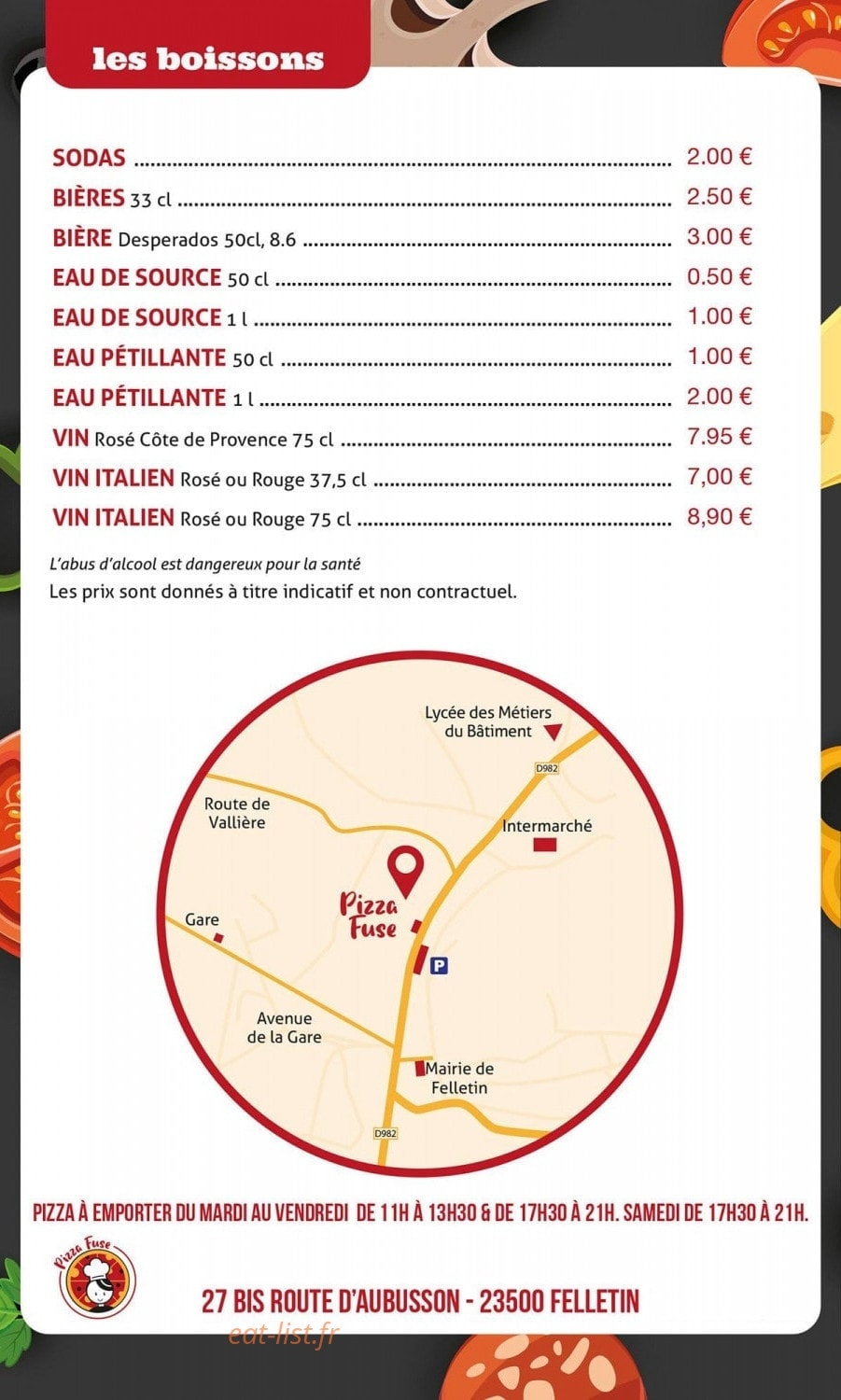 Pizza Fuse — carte page 6