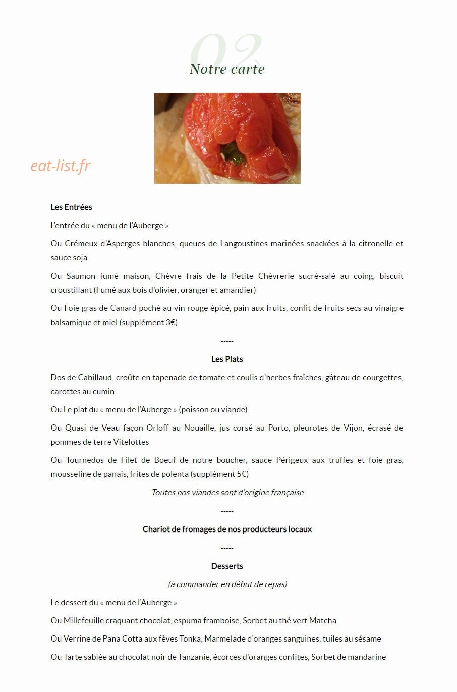 La Bonne Auberge — carte page 2