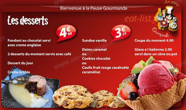 La pause gourmande — carte page 7