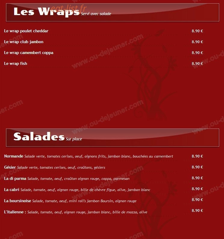 La pause gourmande — carte page 4