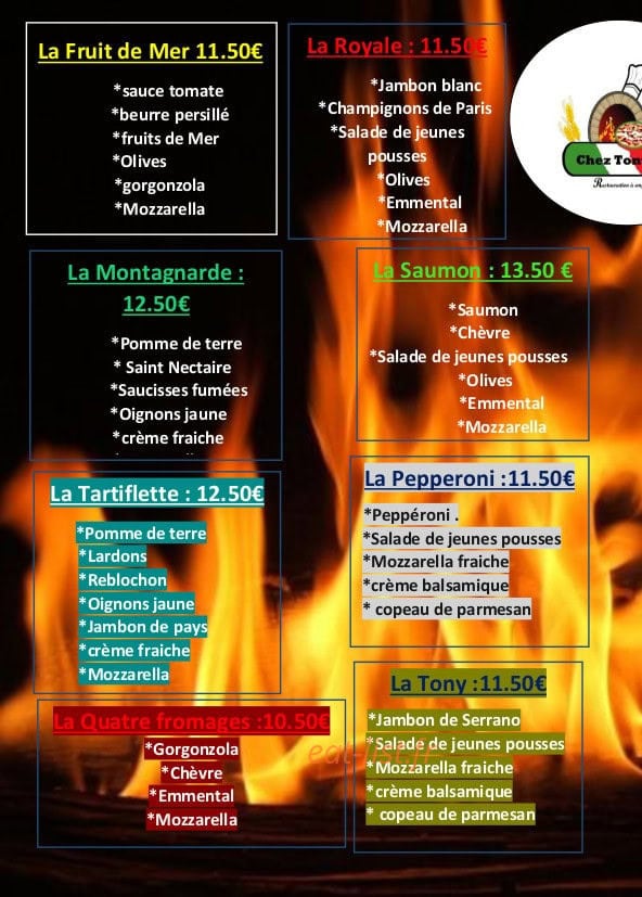 Chez Tony — carte page 1