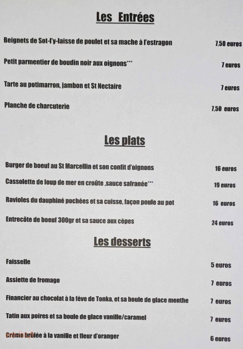 L'auberge Du Rocher — carte page 1