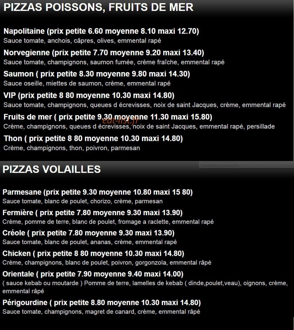 Pizz' à Dun — carte page 1