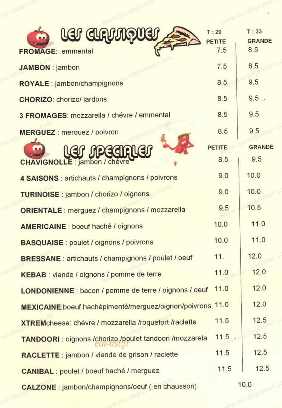 Allo sos Pizza - les clowns — carte page 1