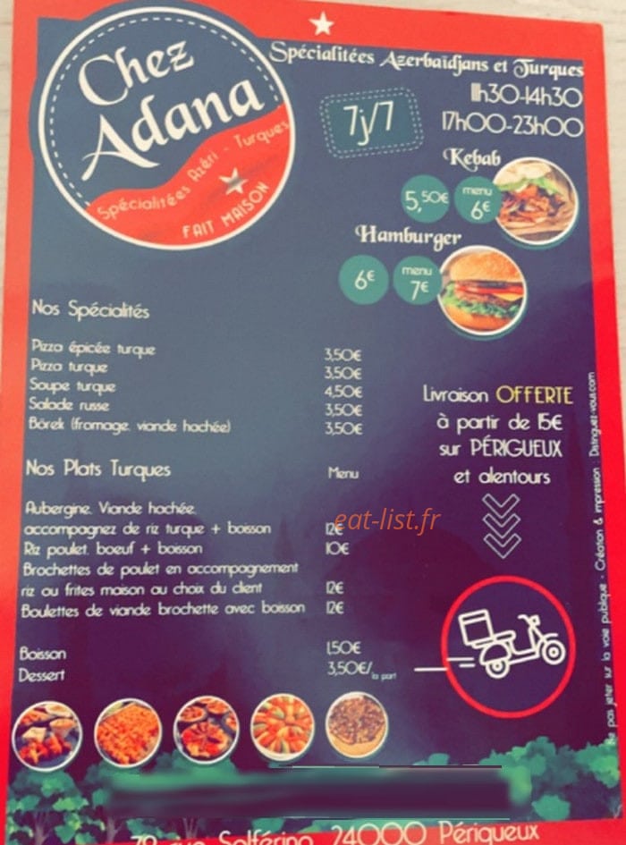 Chez Adana — carte page 1