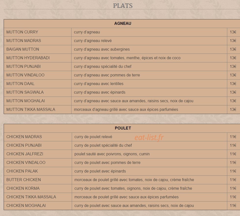Chez Manija — carte page 2