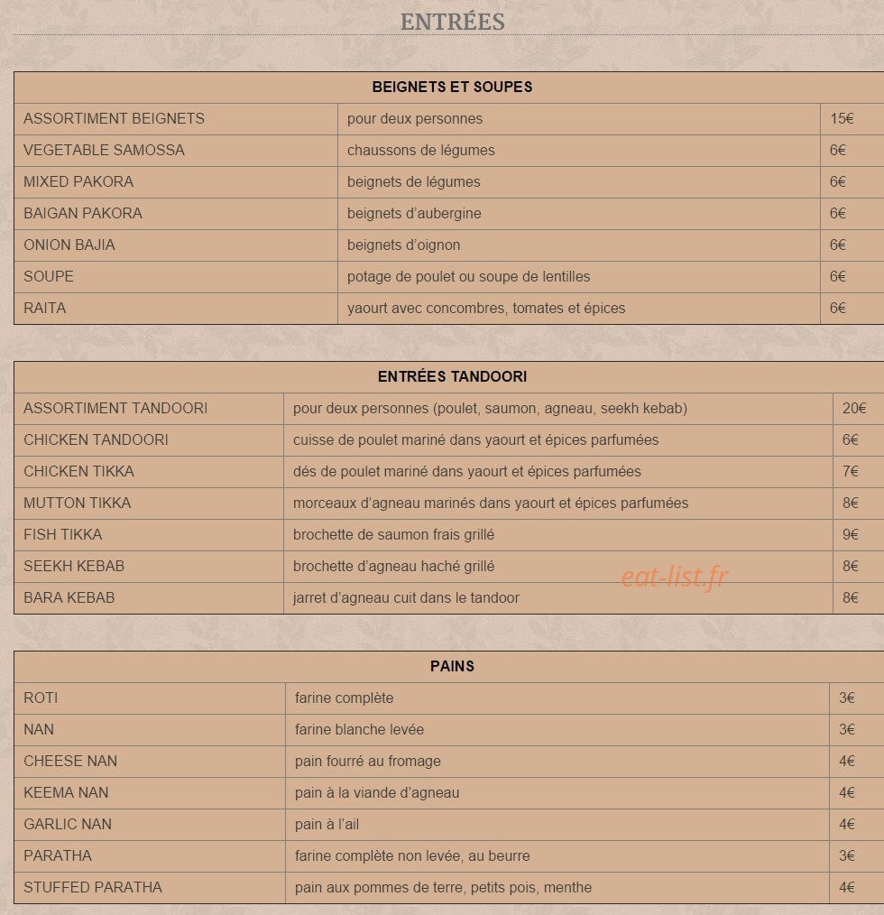 Chez Manija — carte page 1