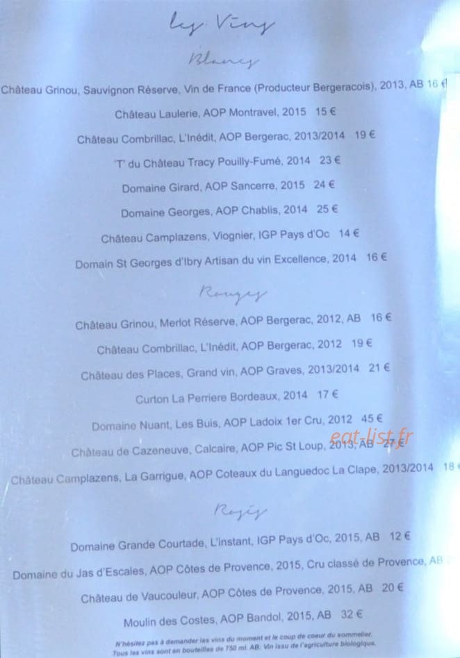 Chez Nico — carte page 2