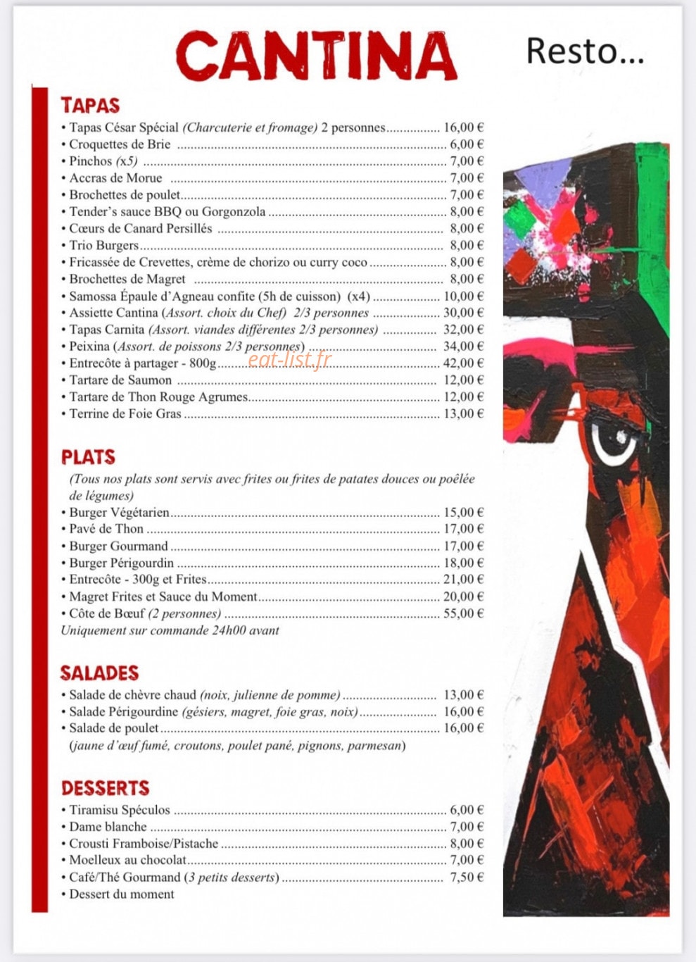 La Cantina — carte page 1