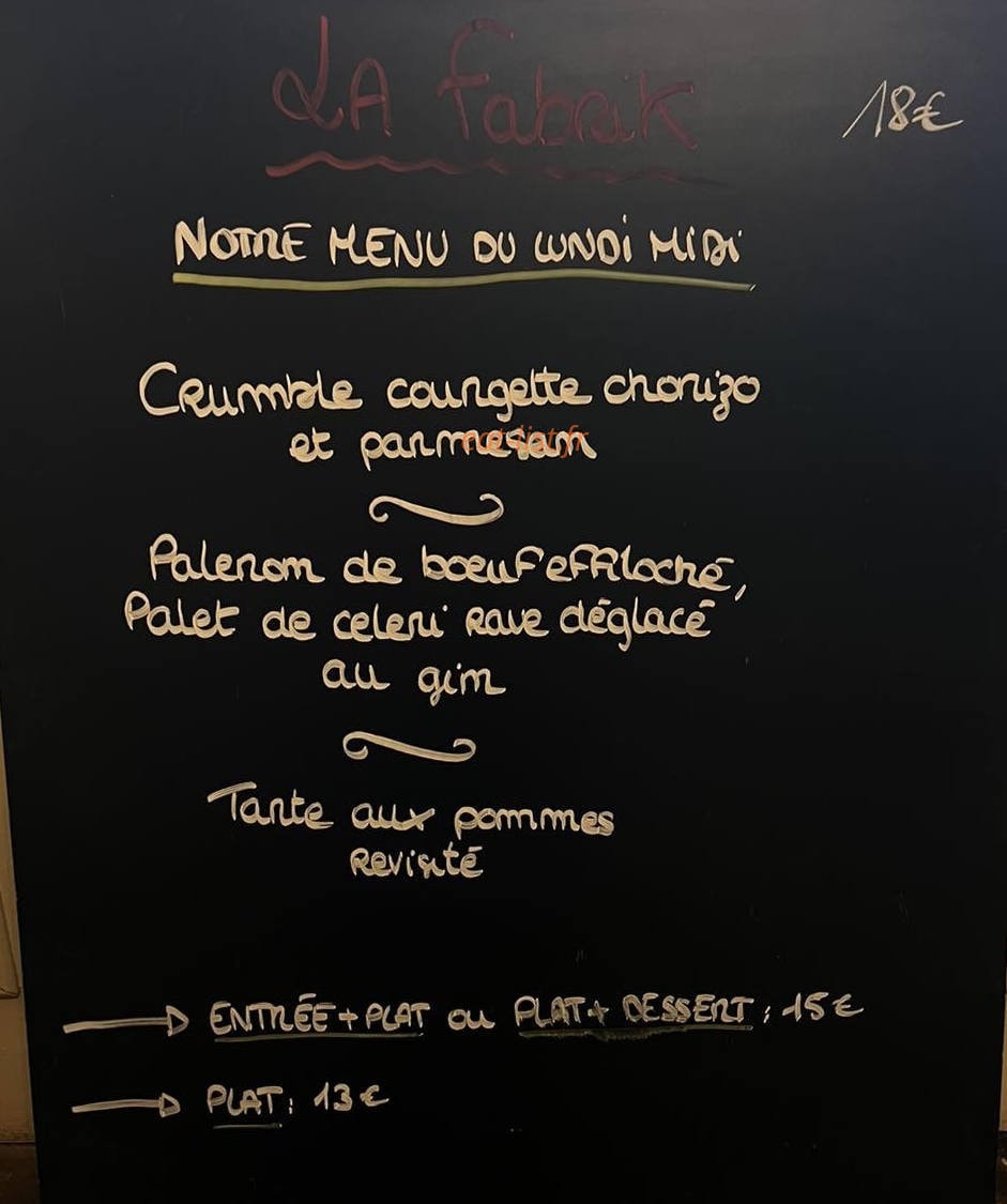 La Fabrik — carte page 1