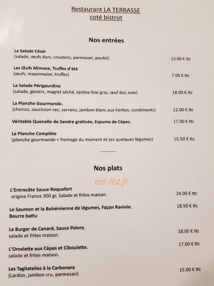 La Terrasse — carte page 1