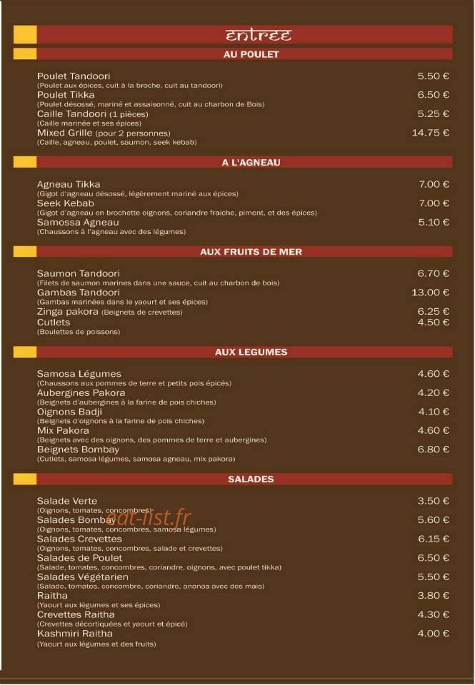 Le Bombay — carte page 1