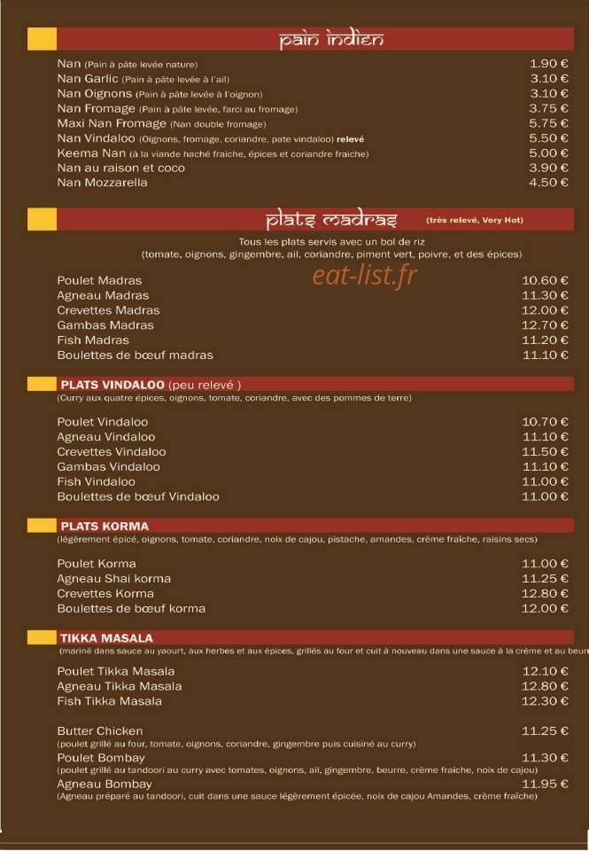 Le Bombay — carte page 2