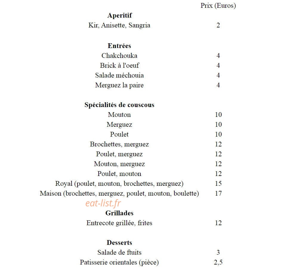 Le chameau gourmand — carte page 1