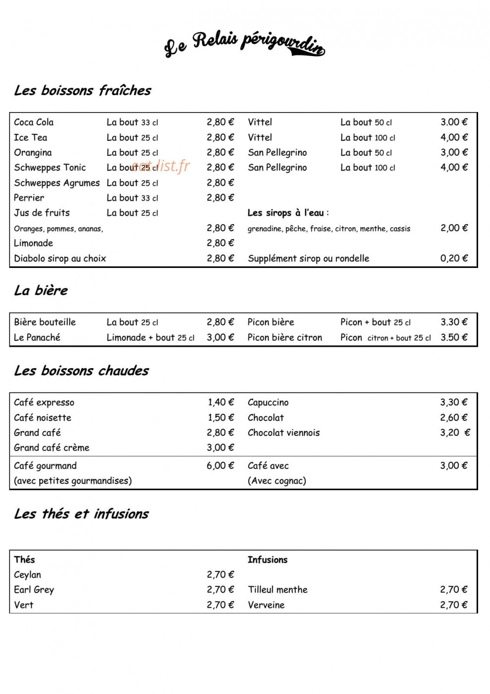 Le Relais Périgourdin — carte page 4