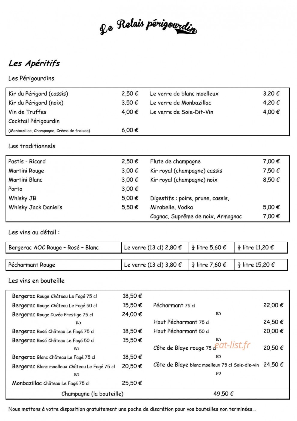Le Relais Périgourdin — carte page 3