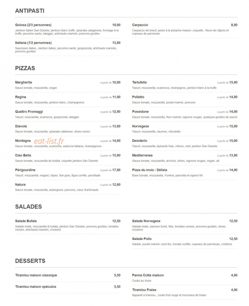 Les pizzas de Luigi — carte page 1
