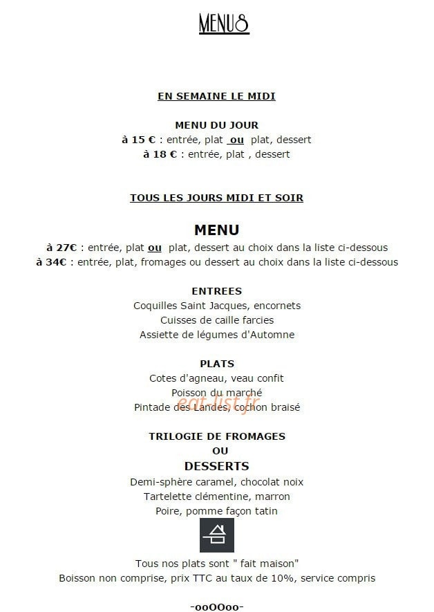 Restaurant L'épicurien — carte page 1